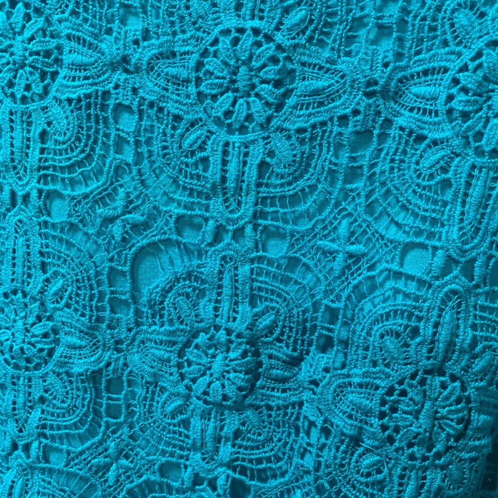 Teal Lace Skirt, Lined, 100% Cotton by Laffaire